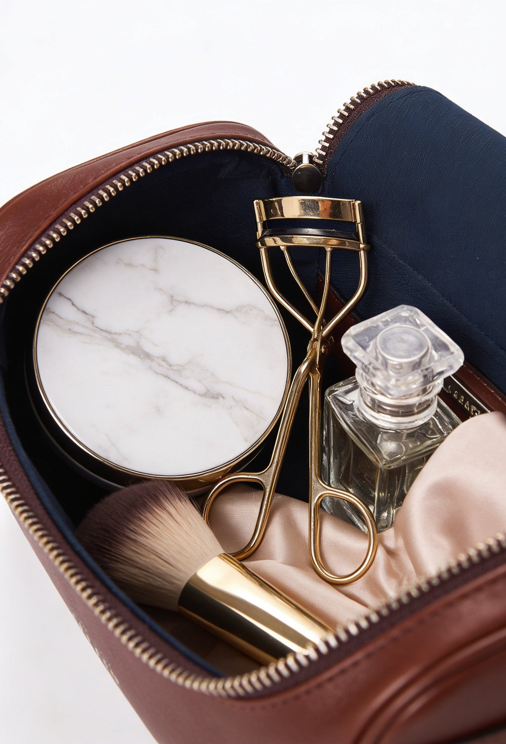 Large Leather Toiletry Bag - Coffee