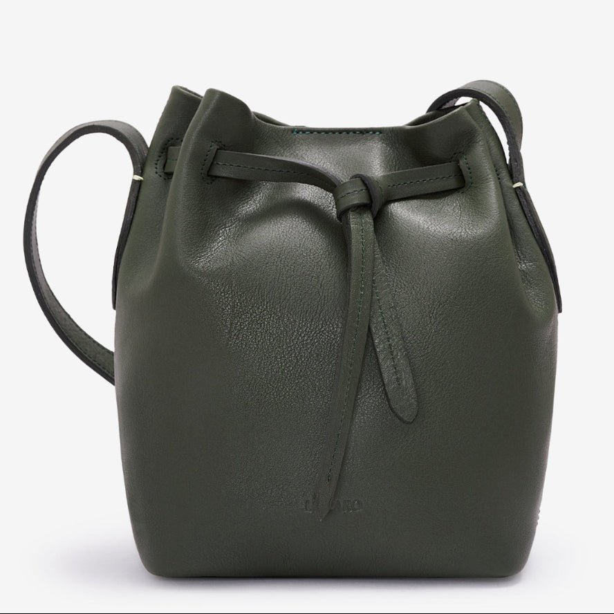Coya Small Leather Bucket Bag - Olive